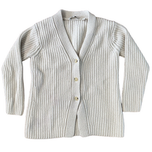Vince Ribbed Knit Sweater in Cream Wool Yak Blend Size Small Cardigan